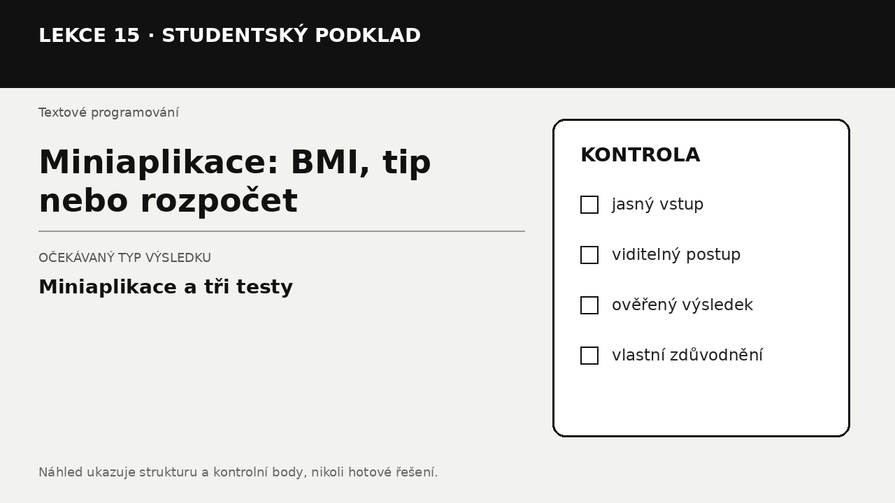 Náhled typu výsledku